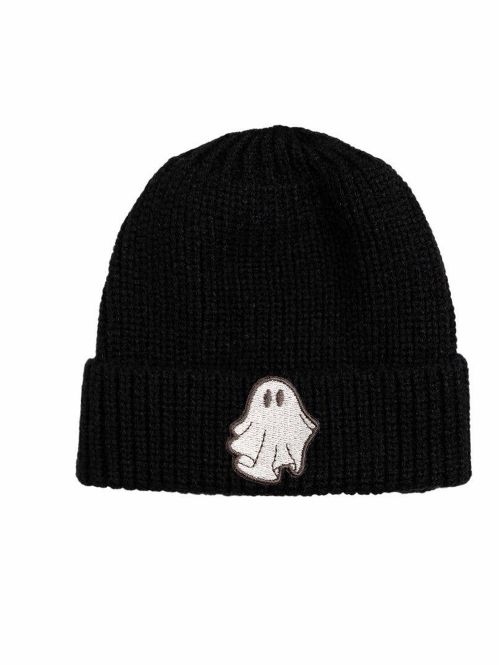 Sweet Wink Kids Black Knit Halloween Beanie with White Ghost Patch